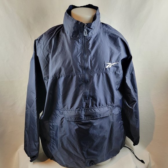 Reebok Jacket Mens XL Blue Windbreaker Pocket Athletic Sporty Lightweight y2k - Picture 1 of 11